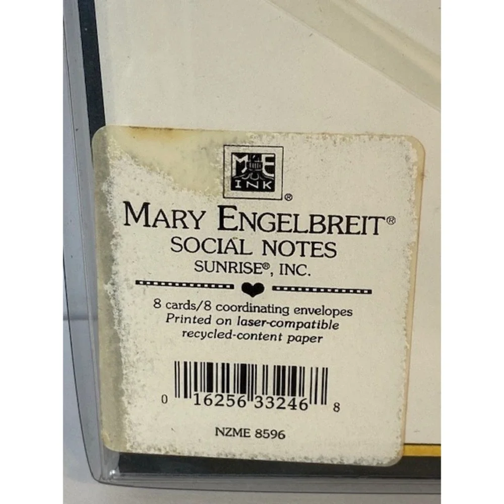 Mary Engelbreit Social Notes Stationery Set 8 Cards Envelopes Gingham Floral ME